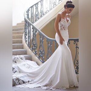 Satin Spaghetti Straps Mermaid Wedding Dress
(Actual pictures coming)